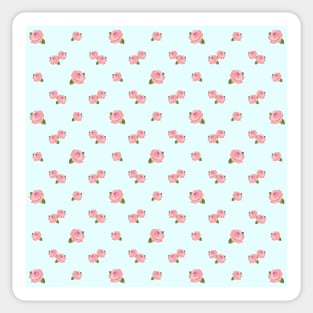 Pink Roses Pattern on Light Blue Sticker